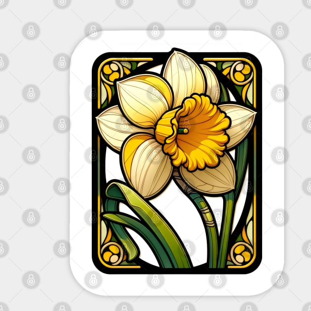 Art Nouveau daffodil march Birth Month Flower Sticker by OddHouse